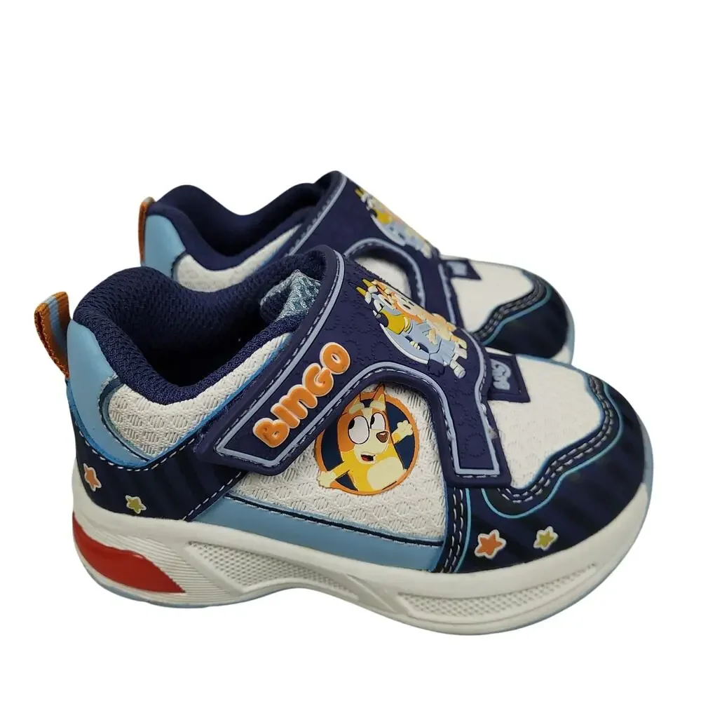 Bluey Bingo Light Up Sneakers Toddler Size 7 Ground Up EUC Shoes White Blue